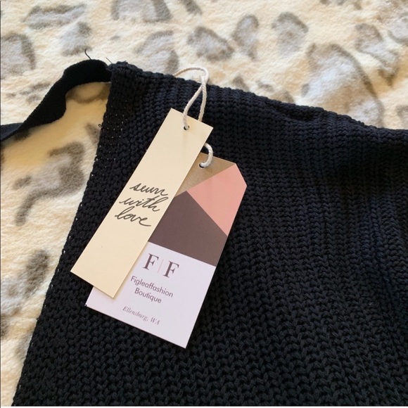 Black Knit Deep V Open Back Sweater - Picture 2 of 6